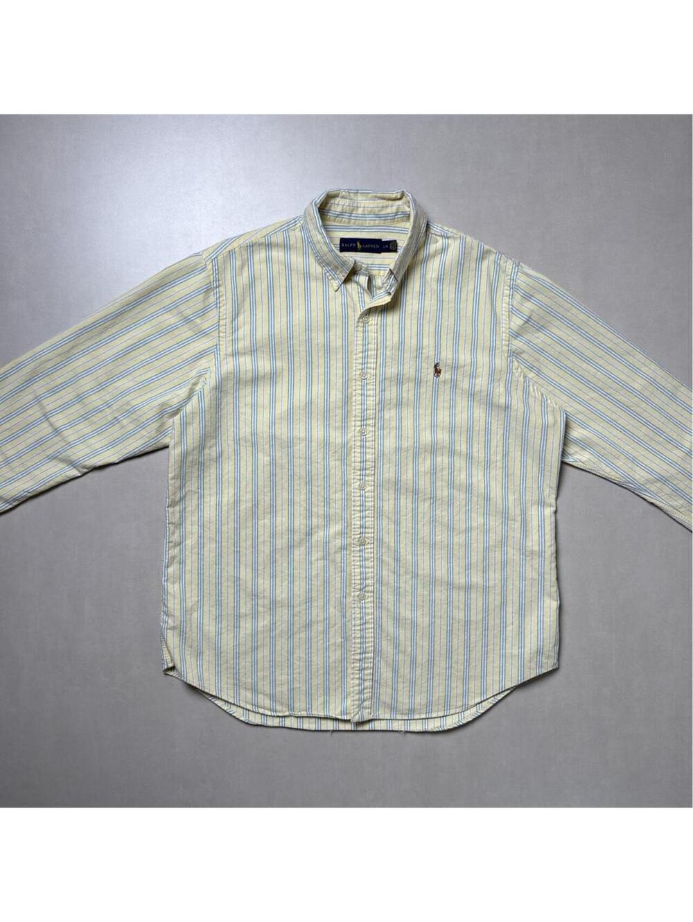 Y2K Polo Ralph Lauren 00s Yellow Button Up Striped shirt